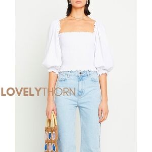 KOURT // zoe 3/4 puff sleeve on/off the shoulder smocked top